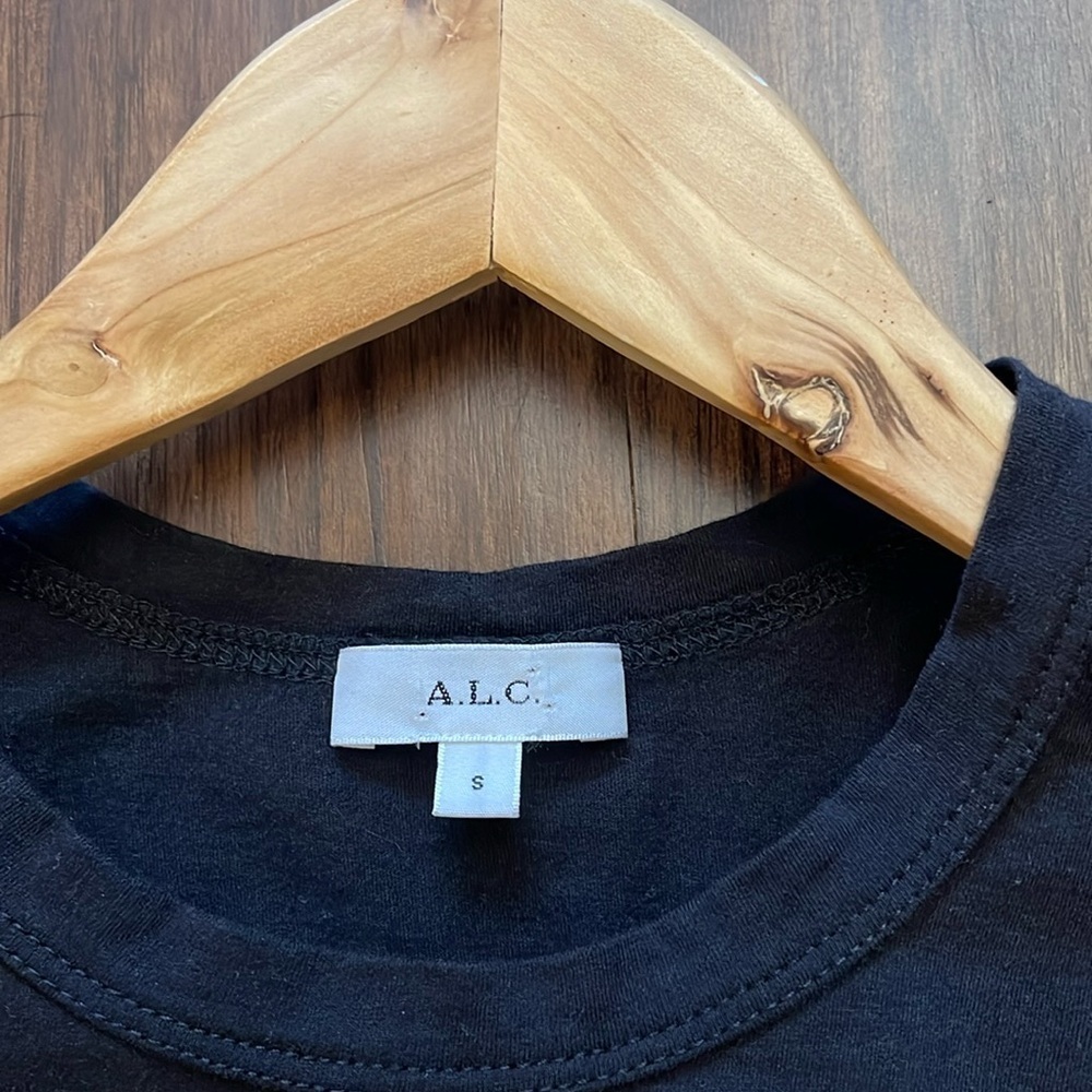 A.L.C. Kati Cotton Ruched Puff sleeve Cotton Top Shirt Tee Black Small - Picture 6 of 9